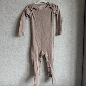 L'ovedbaby Pointelle Soft Brown/Taupe Footed One-Piece